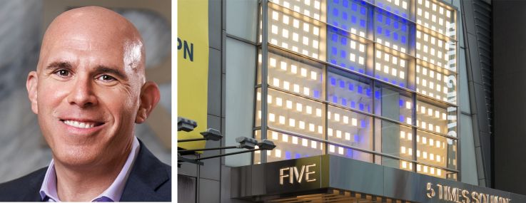 RXR Chairman and CEO Scott Rechler, SL Green Chairman and CEO Marc Holliday, and 5 Times Square.