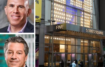 RXR Chairman and CEO Scott Rechler, SL Green Chairman and CEO Marc Holliday, and 5 Times Square.