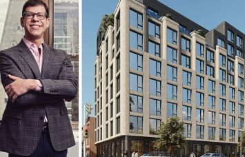 Scott Waynebern of MF1 Capital and a rendering of 953 Dean Street, Brooklyn.