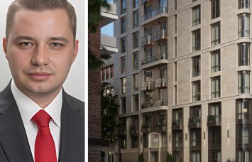 Meridian Capital Group's Sergey Rybak and a rendering of 502 East 81st Street.