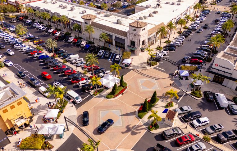 An aerial photo of The Shops at Pembroke Gardens.