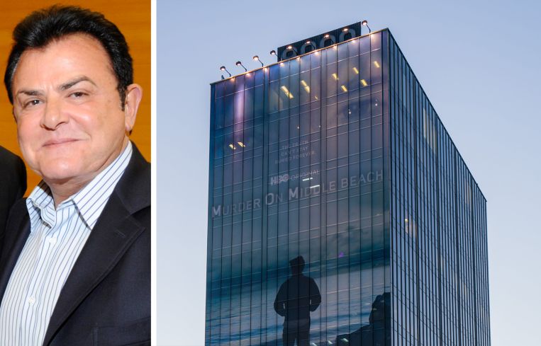 Mani Brothers CEO Simon Mani and 9000 Sunset Boulevard along the Sunset Strip in West Hollywood, Calif.