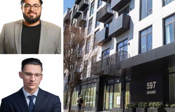 Tri-State Commercial Realty's Victor SaFenia and Chandler Slate, and 597 Grand Street, Brooklyn.
