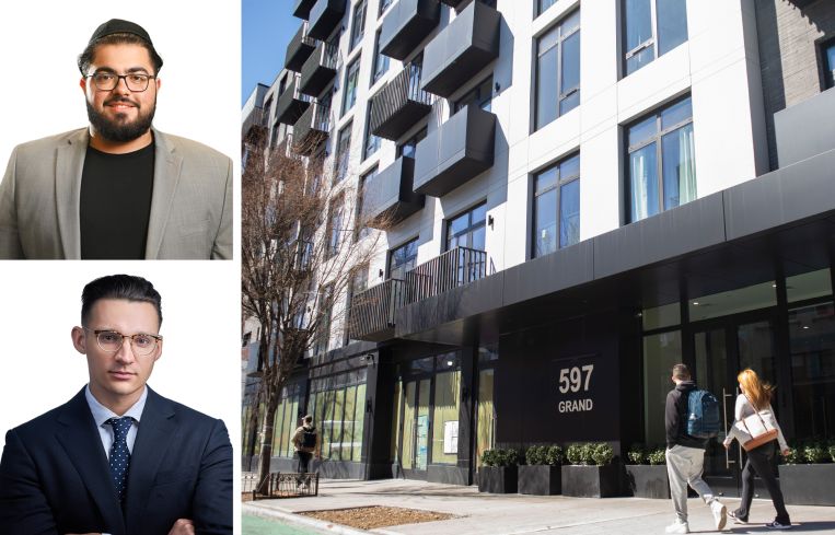 Tri-State Commercial Realty's Victor SaFenia and Chandler Slate, and 597 Grand Street, Brooklyn.