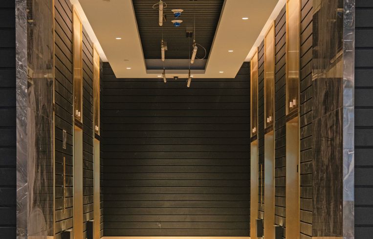 The elevator bank at 1520 First Avenue.