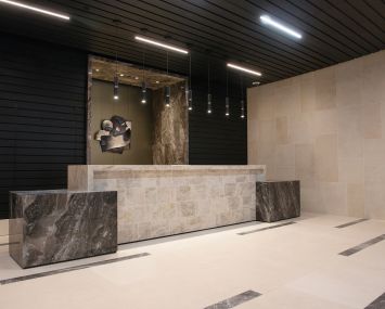 The communal lobby at 1520 First Avenue.