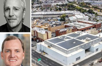 Wildflower Ltd.'s Adam Gordon, Barings's Ryan Naumes, and the JFK Conduit Logistics Center, Queens.