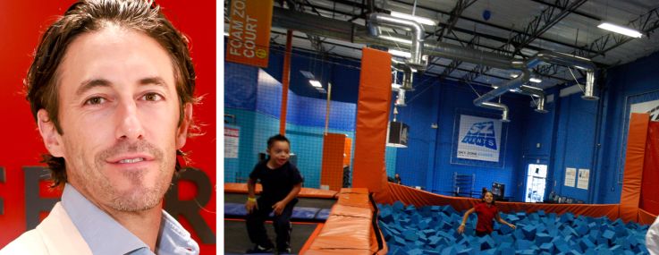 Andrew Joblon, managing principal and founder of Turnbridge Equities, and children playing in a Sky Zone location.