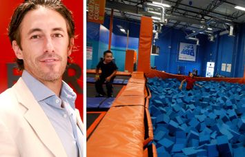 Andrew Joblon, managing principal and founder of Turnbridge Equities, and children playing in a Sky Zone location.