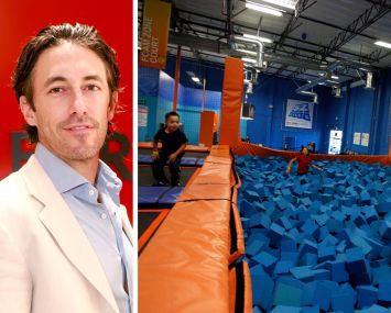 Andrew Joblon, managing principal and founder of Turnbridge Equities, and children playing in a Sky Zone location.
