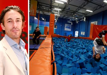 Andrew Joblon, managing principal and founder of Turnbridge Equities, and children playing in a Sky Zone location.