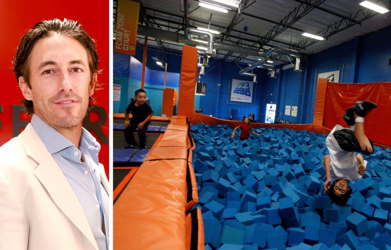 Andrew Joblon, managing principal and founder of Turnbridge Equities, and children playing in a Sky Zone location.