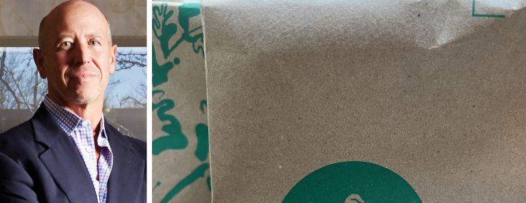 Starwood's Barry Sternlicht and a close-up of a paper bag from Whole Foods Market.
