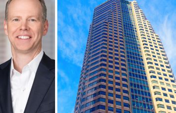 Nuveen CEO Bill Huffman and Figueroa at Wilshire Tower in Downtown Los Angeles.
