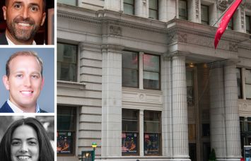 Vantage Real Estate Advisors' Danny Volk, Marc Johnson, and Kayla Terzi and 25 Broad Street.