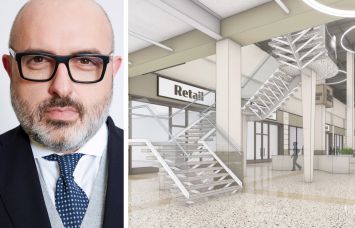 Dino Paparelli of Deutsche Bank and a rendering of The Shops At Rentar Plaza.