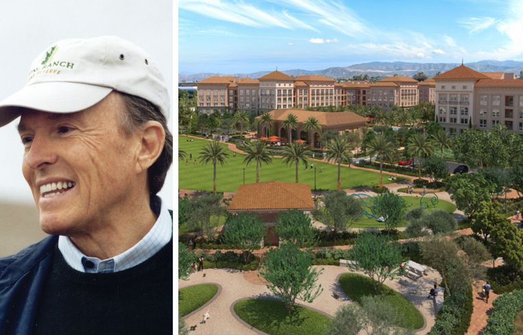 Donald Bren, chairman and owner of Irvine Company, and a rendering of the proposed residential project at Discovery Park.