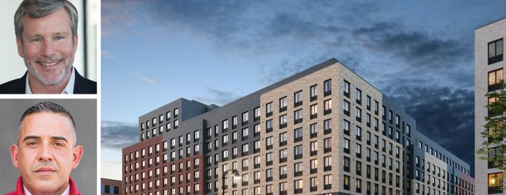 BFC Partners's Donald Capoccia, Joseph Ferrara, and Winthrop Wharton, and a rendering of 1709 Surf Avenue.