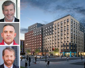 BFC Partners's Donald Capoccia, Joseph Ferrara, and Winthrop Wharton, and a rendering of 1709 Surf Avenue.