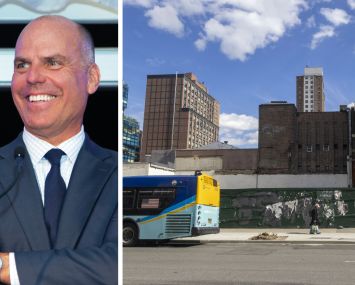 Toll Brothers CEO and Chairman Douglas Yearley Jr. and an undeveloped lot at 118 10th Avenue.
