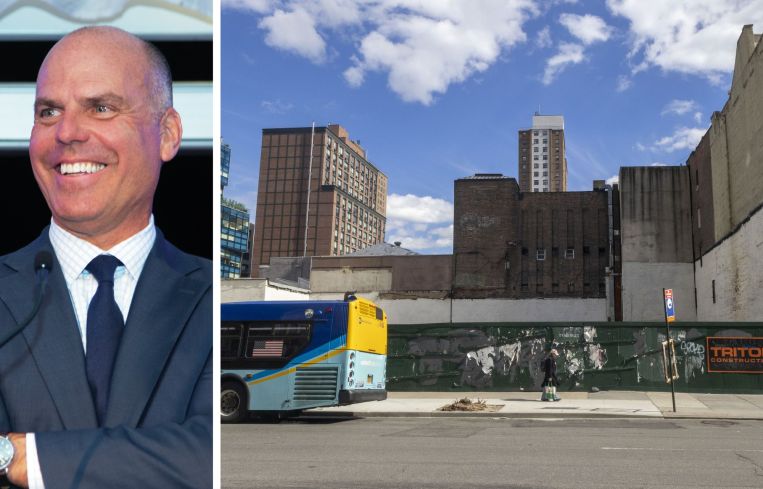 Toll Brothers CEO and Chairman Douglas Yearley Jr. and an undeveloped lot at 118 10th Avenue.