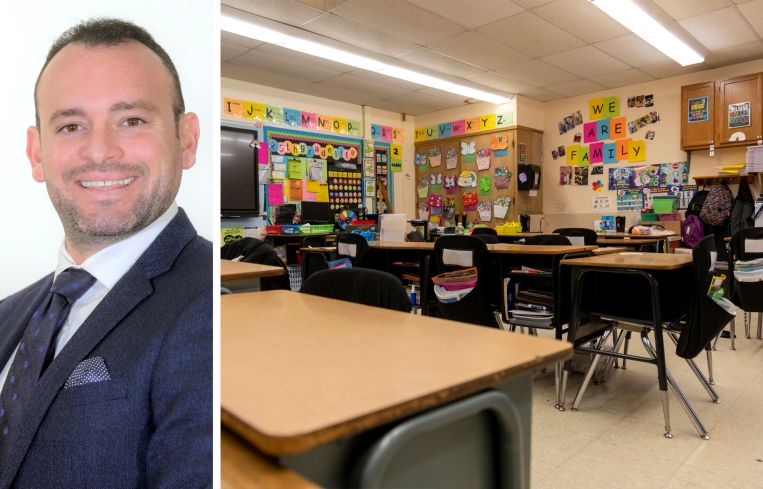 KSR's Eli Yadid and an elementary school classroom.