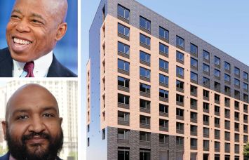 Mayor Eric Adams, Department of Housing Preservation and Development (HPD) Acting Commissioner Ahmed Tigani, and a rendering of Coney Island Phase III.