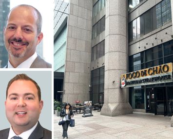 CBRE's Eric Gelber and Jordan Kaplan, and 40 West 53rd Street.