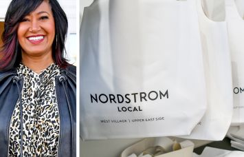 Fanya Chandler, president of Nordstrom stores, and a display in a Nordstrom Local store.