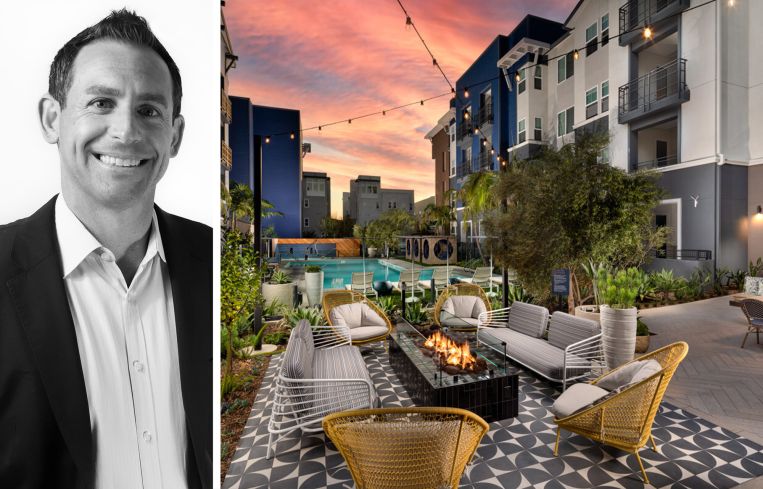 MG Properties President Jeff Gleiberman and Citron apartments in Anaheim, Calif.