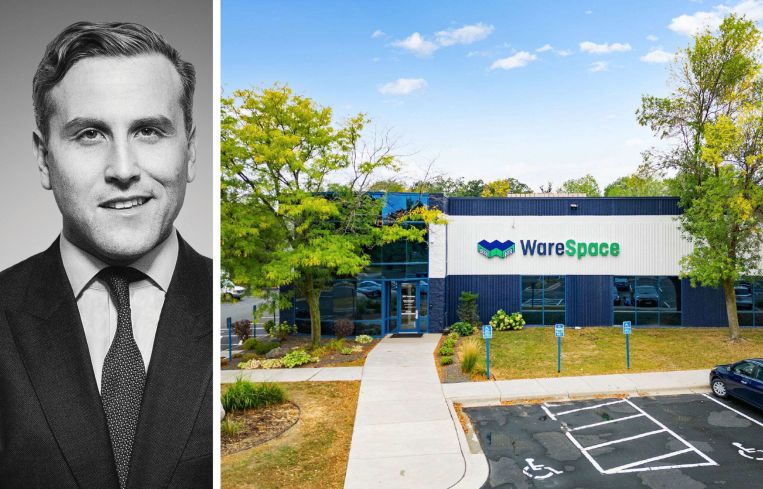 Jordan Roeschlaub of Newmark and a WareSpace storage location.