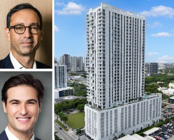 Laurent Morali of Kushner Companies, Michael Stepniewski of Walker & Dunlop and 2000 Biscayne Boulevard, MIami.