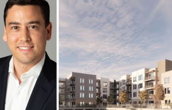 Affinius Capital Executive Director Mario Morales and a rendering of Hillcrest Apartments planned in Thousand Oaks, Calif.