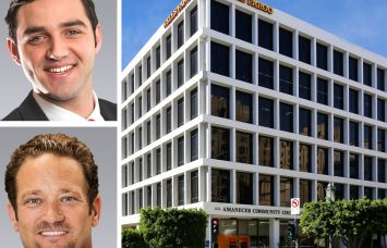 Colliers' Michael Naumovitch and Nathan Pellow, and 1200 Wilshire Boulevard, Los Angeles.