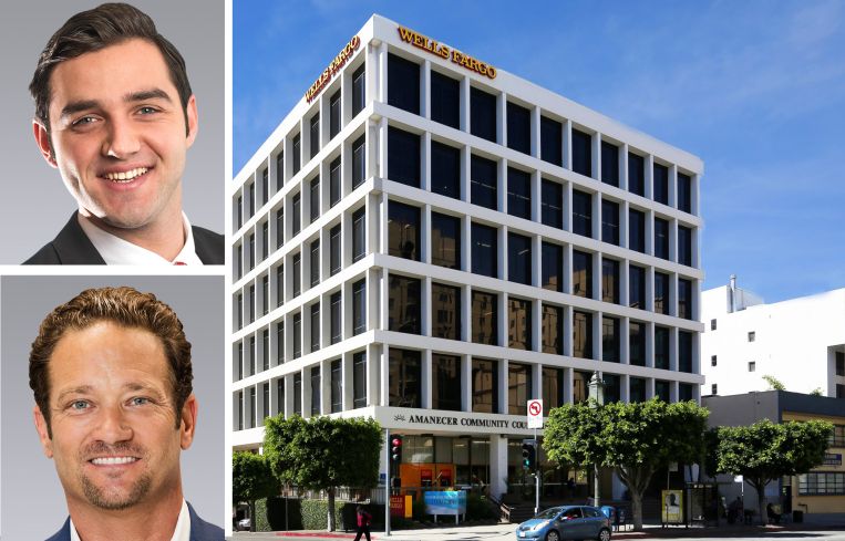 Colliers' Michael Naumovitch and Nathan Pellow, and 1200 Wilshire Boulevard, Los Angeles.