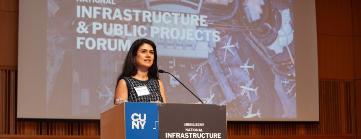 Natalie Sachmechi of JLL speaks at the Commercial Observer Infrastructure & Public Projects Forum.