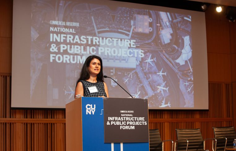 Natalie Sachmechi of JLL speaks at the Commercial Observer Infrastructure & Public Projects Forum.