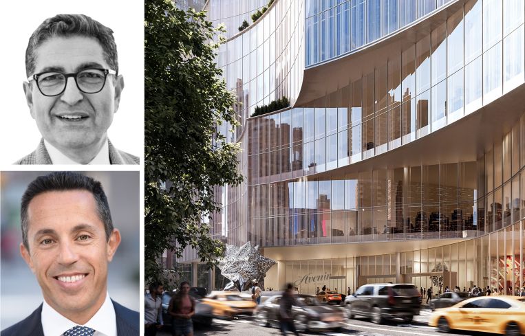 Nathan Berman of Metroloft, Tal Kerret of Silverstein Properties, and a rendering of The Avenir.