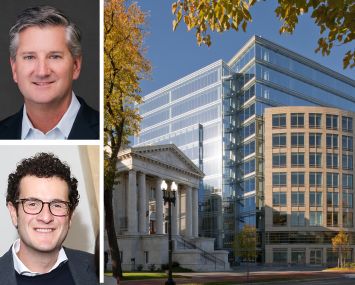 Carr Properties' Oliver Carr III, Shorenstein's Brian Shorenstein, and 901 K Street NW, Washington, D.C.