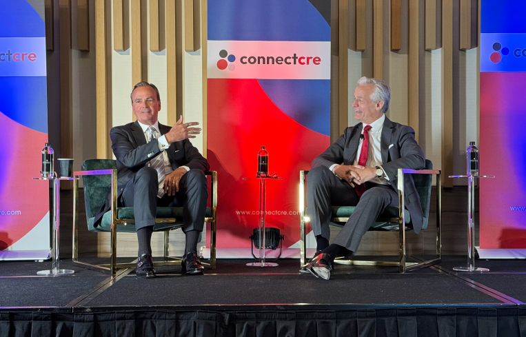 Caruso founder and Executive Chairman Rick Caruso and CBRE's Lew Horne at Connect Los Angeles 2025.