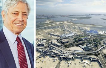 Rick Cotton, executive director of the Port Authority of New York and New Jersey, and a rendering of the redevelopment Terminal One at JFK Airport.