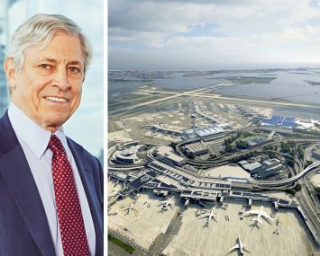 Rick Cotton, executive director of the Port Authority of New York and New Jersey, and a rendering of the redevelopment Terminal One at JFK Airport.