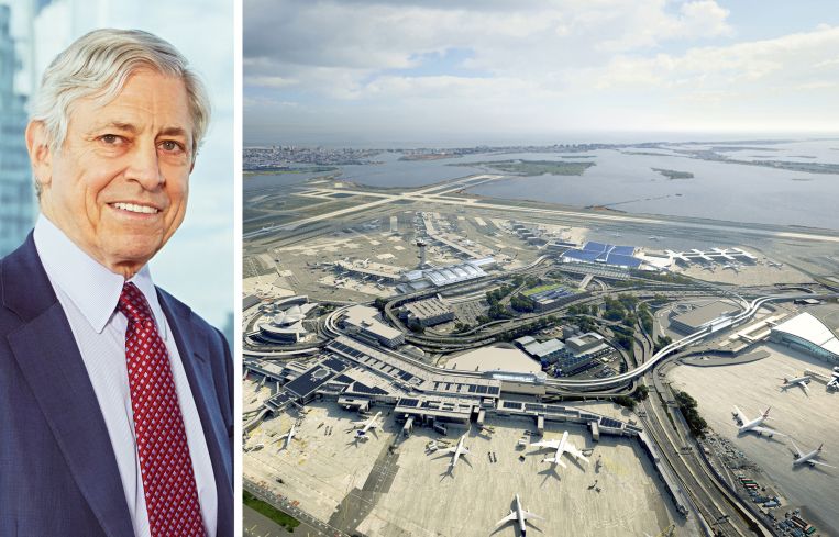 Rick Cotton, executive director of the Port Authority of New York and New Jersey, and a rendering of the redevelopment Terminal One at JFK Airport.