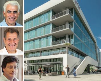 CIM Group's Shaul Kuba, Avi Shemesh and Richard Ressler, and a rendering of The Lot on Formosa.