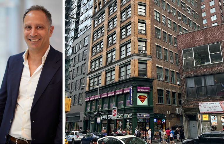 Steven Ancona, president of Flatiron Real Estate Advisors, and 64 Fulton Street.