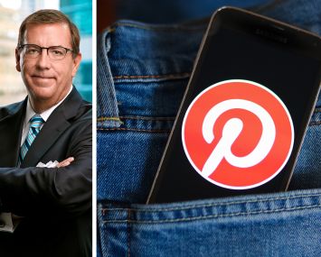 SL Green's Steven Durels and a phone displaying the Pinterest logo in a jeans' pocket.