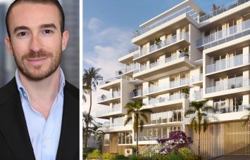 S3 Capital's Steven Jemal and a rendering of VDA Development's planned Origin Bay Harbor condo project in Bay Harbor, Fla.