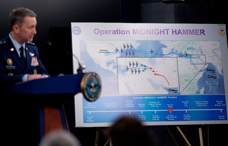 Chairman of the Joint Chiefs of Staff Air Force Gen. Dan Caine discusses the mission details of a strike on Iran during a news conference.