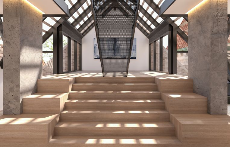 This unit is called the Grand House because it is a large, double-height space.
