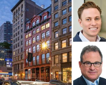 838 Broadway and JLL's Benjamin Bass (top) and Mitch Konsker (bottom).